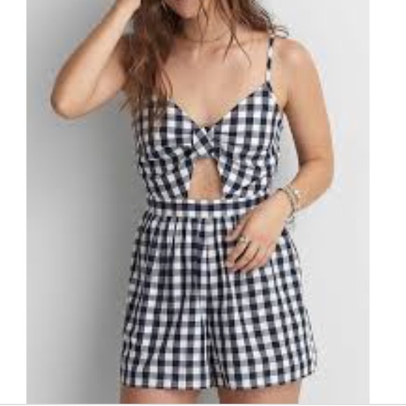 black and white plaid romper